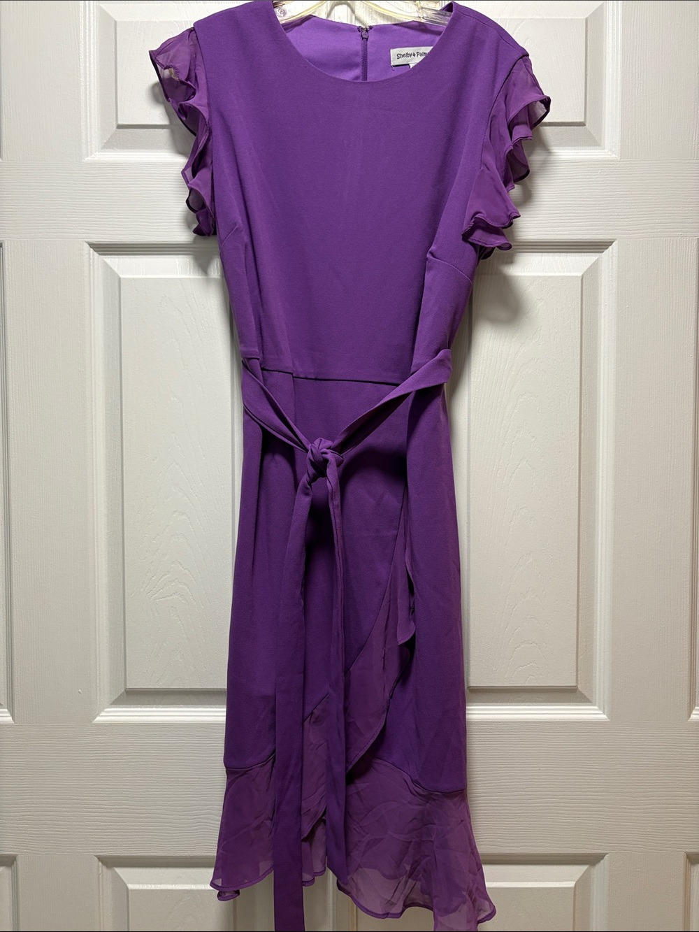 Shelby & Palmer Violet Ruffle Sleeve Midi Dress